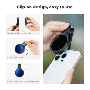 K&F Concept 52mm Clip-on ND2-400 Phone Camera Lens Filter Kit, Adjustable Neutral Density